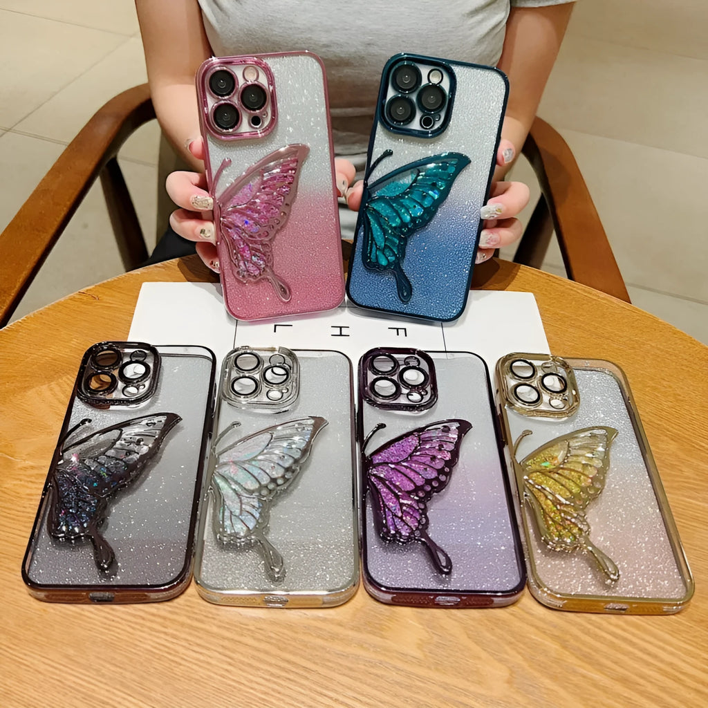 Three-dimensional quicksand butterfly TPU phone case in transparent colour for iPhone 13 Pro Max