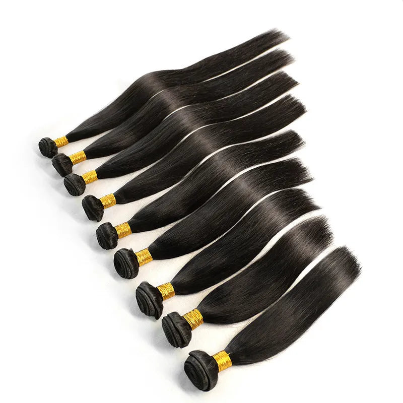 Brazilian real hair wig in natural black colour machine-made mechanism construction for women