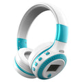 ZL B19 blue wireless Bluetooth gaming headset with head-mounted design showing ear cushions
