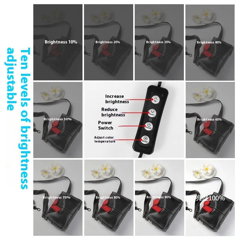 50cm collapsible studio light box with USB-powered three-colour temperature LED panels