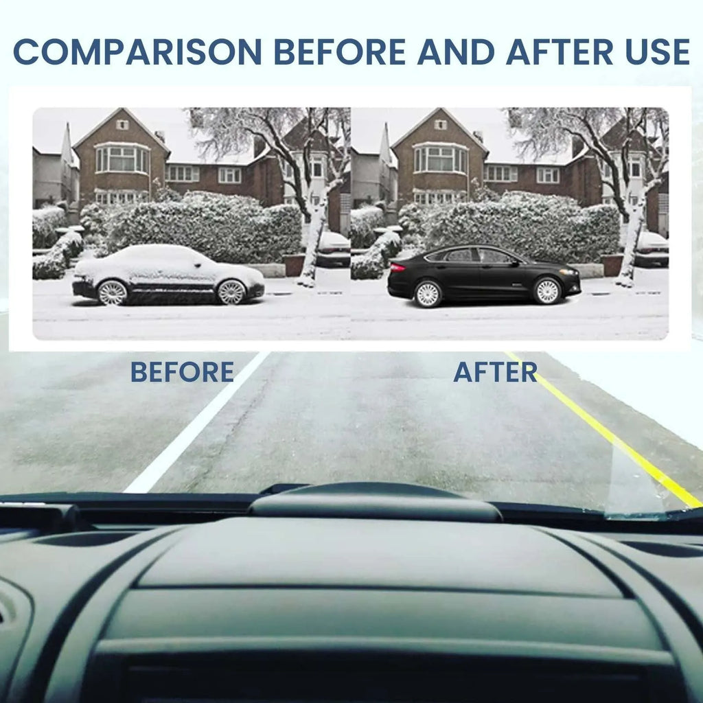 Black portable car deicer tool for windscreen frost removal measuring 5 cm long