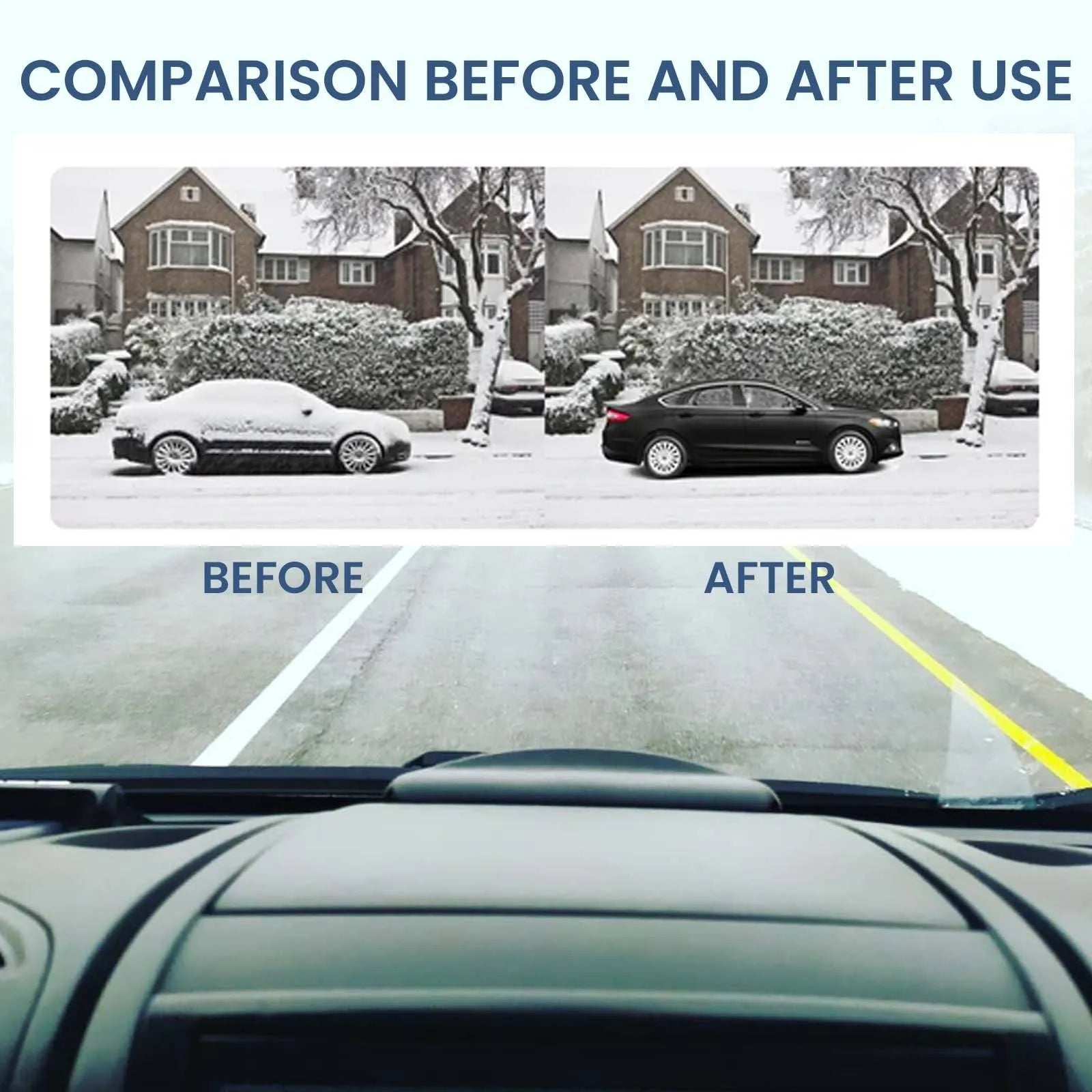 Black portable car deicer tool for windscreen frost removal measuring 5 cm long