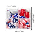 Independence Day nail stickers with American five-pointed stars in red, white, and blue colours