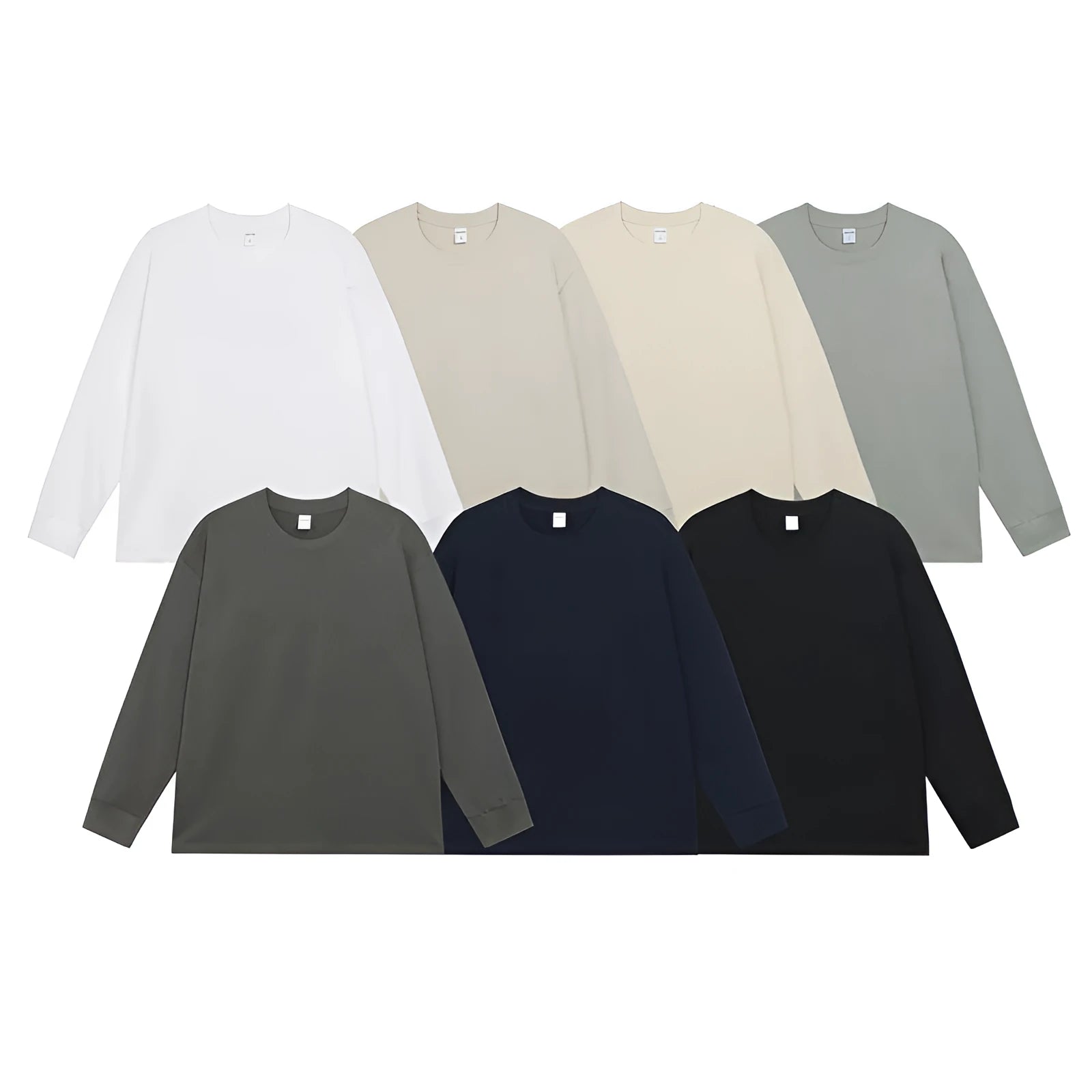 Men's loose-fit pure cotton long-sleeved T-shirt shown in a solid colour, with a pullover design.