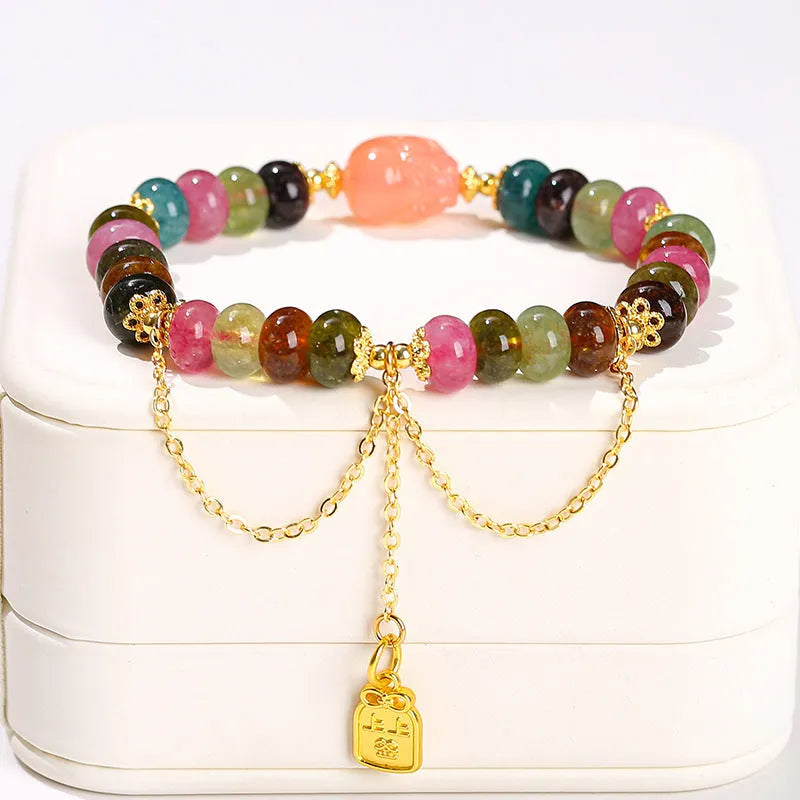 Green natural crystal bracelet with fresh Chinese style design, handcrafted for women