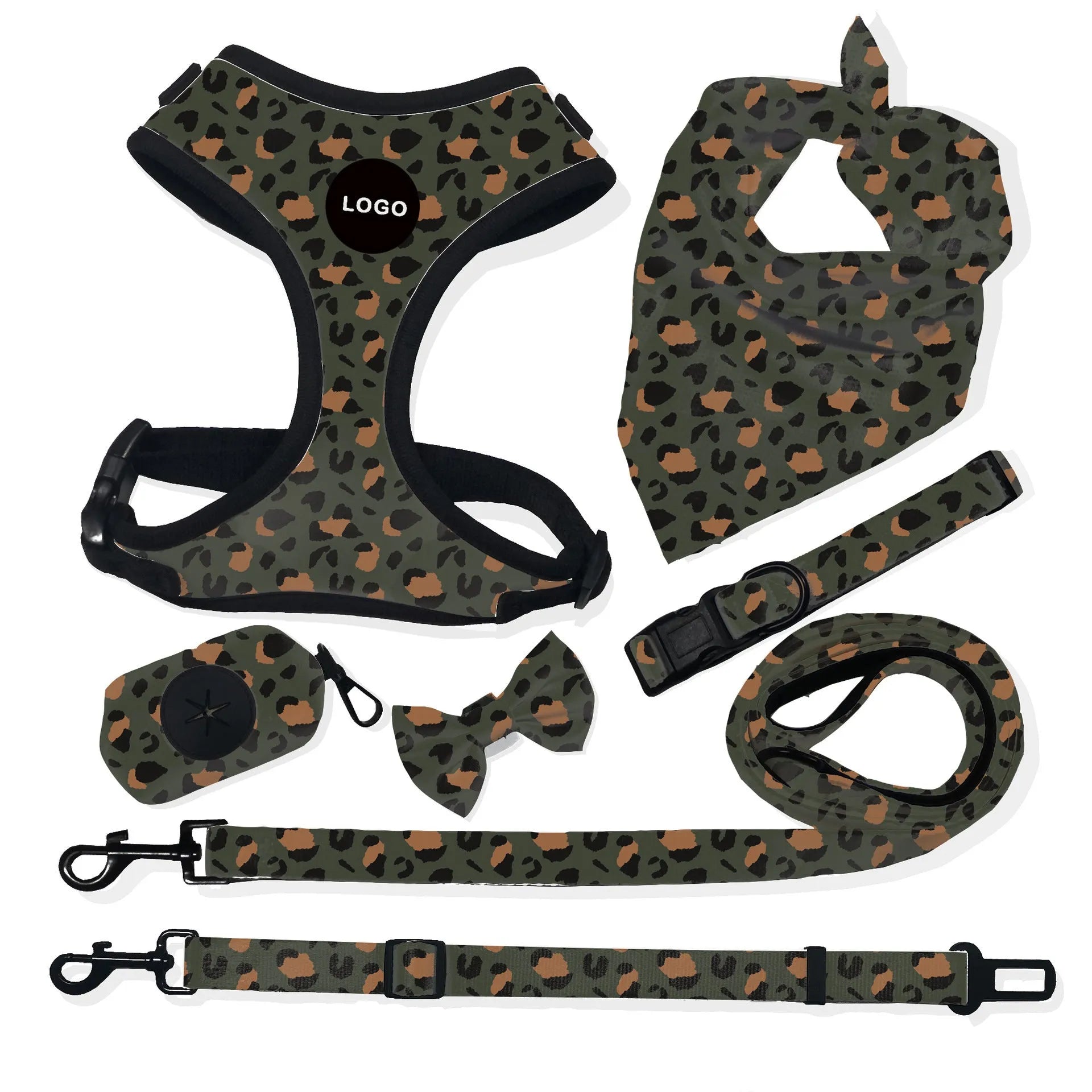 Cloth breathable dog harness leash set with traction rope in Style 1 print