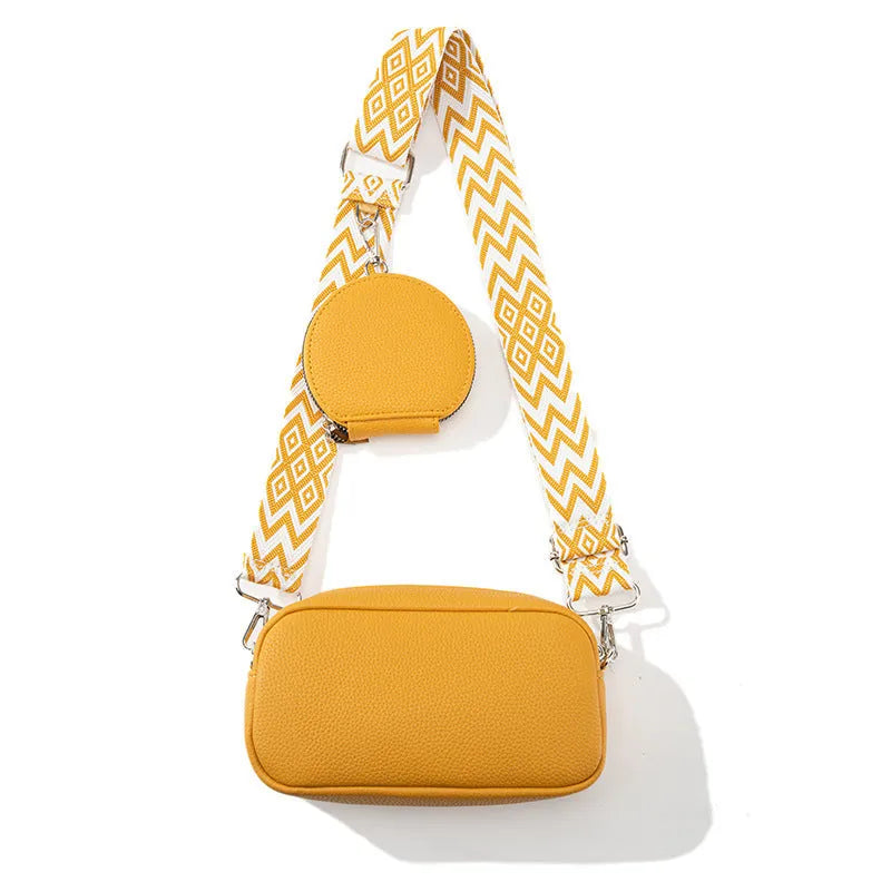 Soft PU one-shoulder crossbody bag for women in a horizontal square shape, showing colour options.