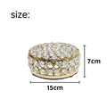 European-style French gold iron jewelry box with a transparent crystal glass lid.