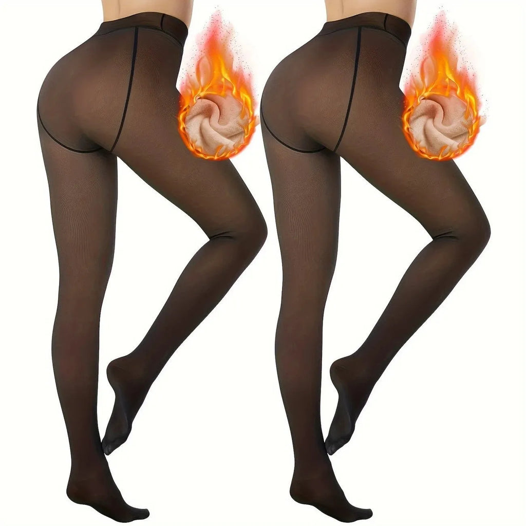Wool-lined anti-snag leggings in black, coffee or silver silk styles with footed or translucent designs.