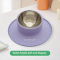 Silicone cat and dog bowl in green, purple or yellow with non-slip leak-proof design and single pet bowl pack