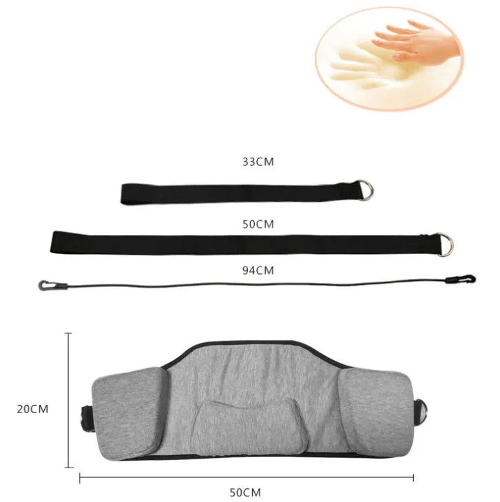 Neck hammock neck stretcher with memory cotton, 50 x 20 x 2.5 cm, black or grey, with beam storage bag