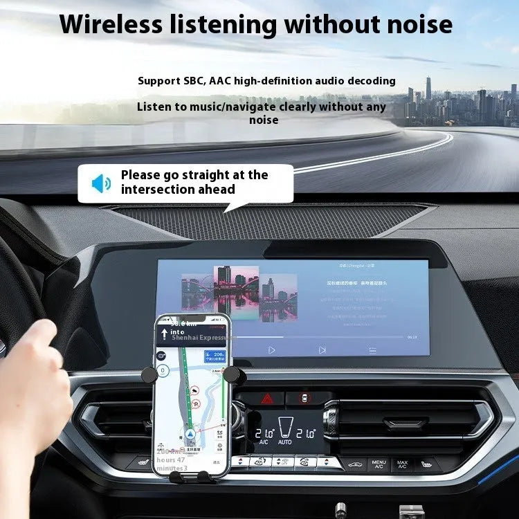 USB car Bluetooth sound receiver with zinc alloy USB connector and 3.5mm audio plug connected by PU-sheathed cable