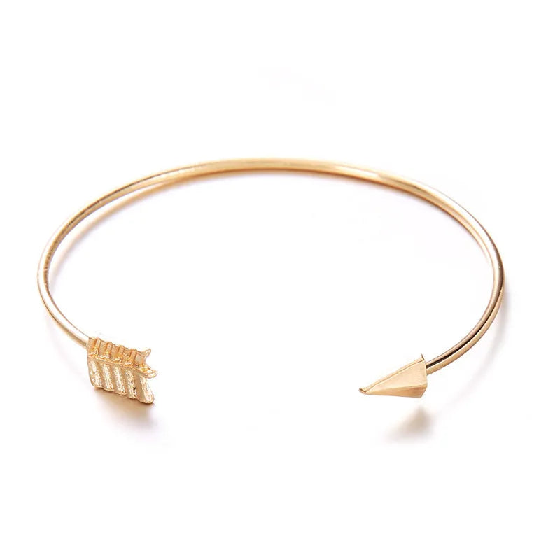 Gold vintage arrow knotted cuff bracelet for women with European American style design
