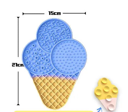 Paw-shaped silicone dog bath lick pad, 18cm x 18cm x 1.2cm, food-grade BPA-free, red sky blue blue green yellow