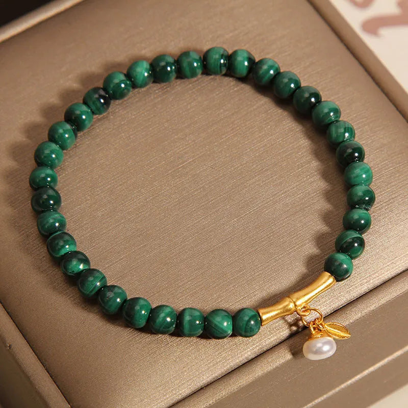 White Crystal women's bracelet with bamboo pattern design on wrist