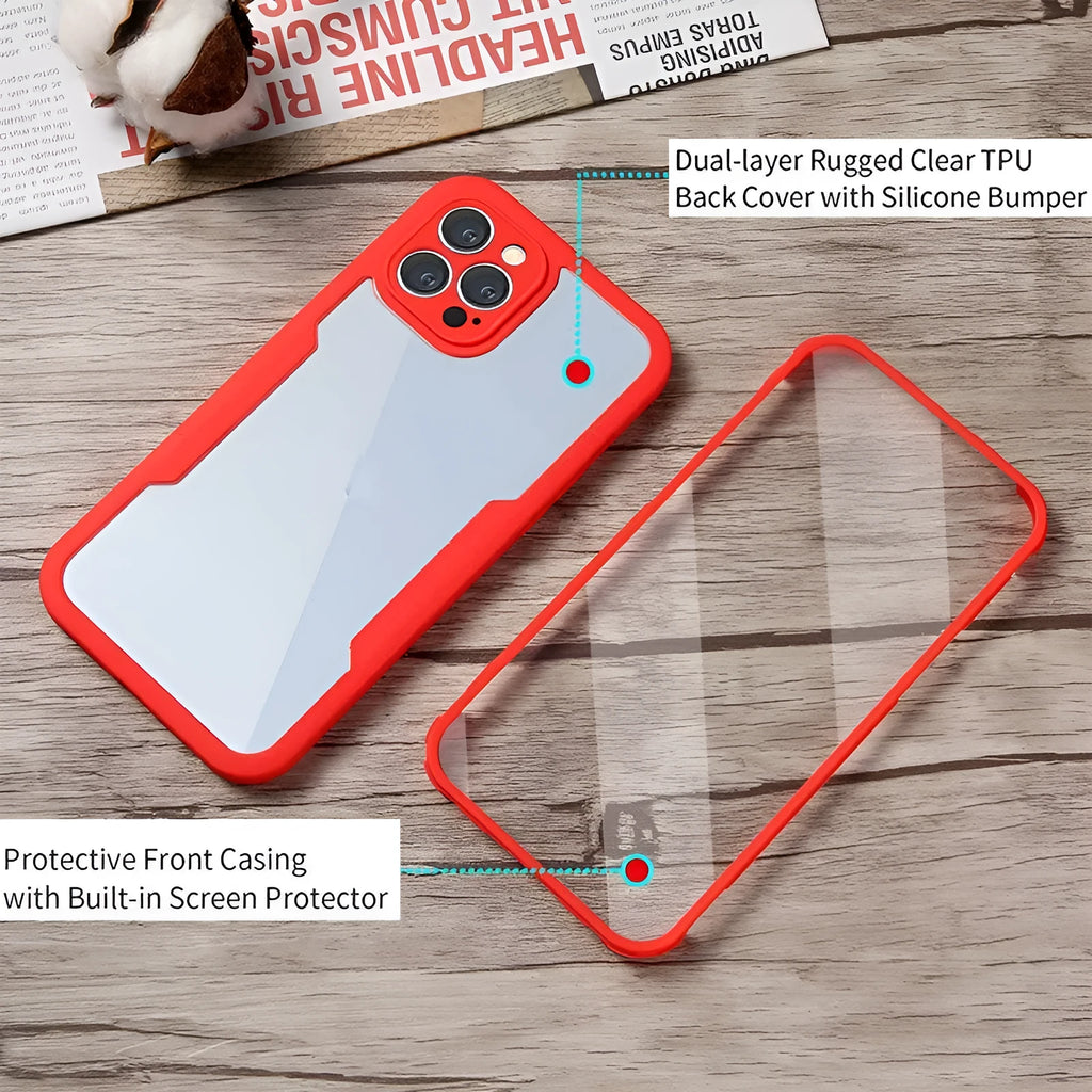 TPU mobile phone case for iPhone in multiple colours showing front and back protection.