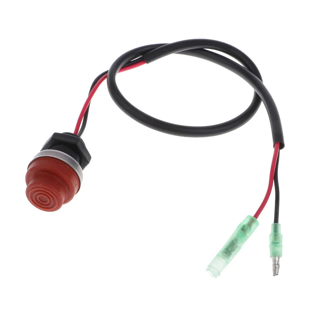 YAMAHA motorboat engine kill switch with coiled black rope lanyard