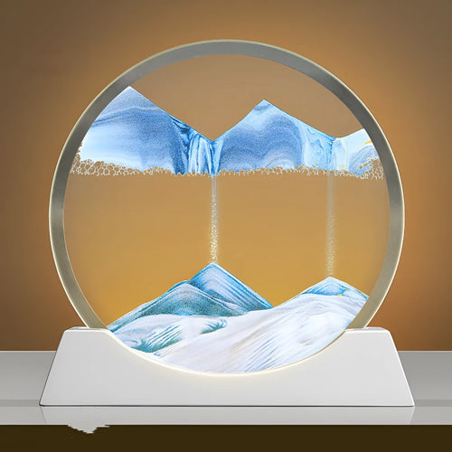 12-inch rotary quicksand painting night lamp with modern minimalist design and embroidered glass