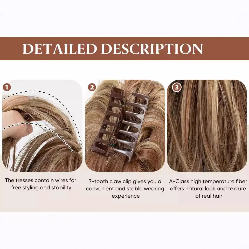 Short curly grip ponytail wig women high-temperature fibre 20 colours hot dyeable