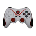 Upgraded X3 Bluetooth wireless game controller for Android phones in black or white, shown with a mobile phone clip accessory.
