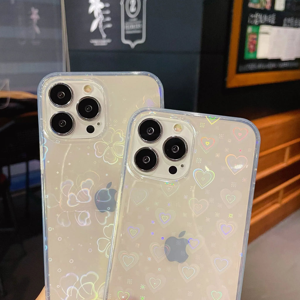 Laser gradient phone case with aurora effect for iPhone 13 in butterfly colour option