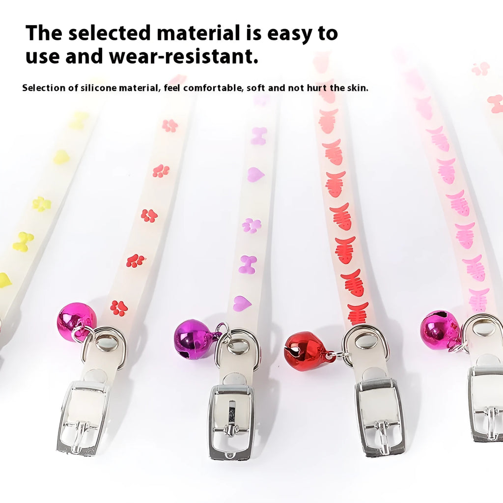Meow Xinbao luminous cat collar with adjustable 29cm silicone chain and metal bell