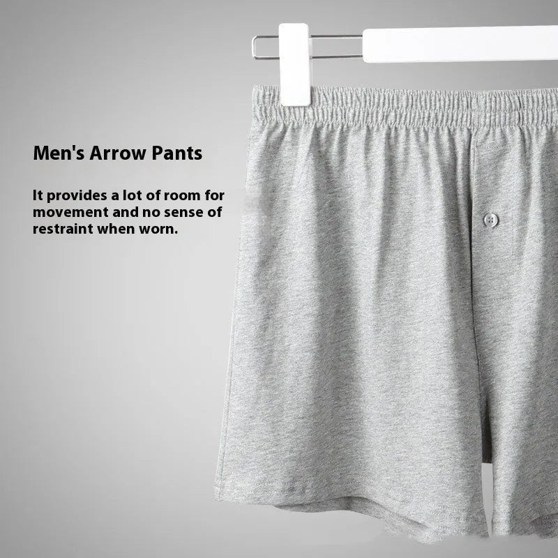 Men's pure cotton boxer shorts in black colour showing loose fit and high waist design