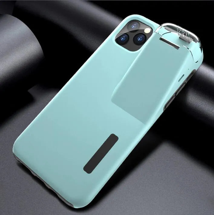 Black matte acrylic and silicone airpods case cover attached to an iPhone charging case