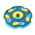 Blue and pink interactive dog puzzle feeder bowl for slowing fast eating and mental stimulation