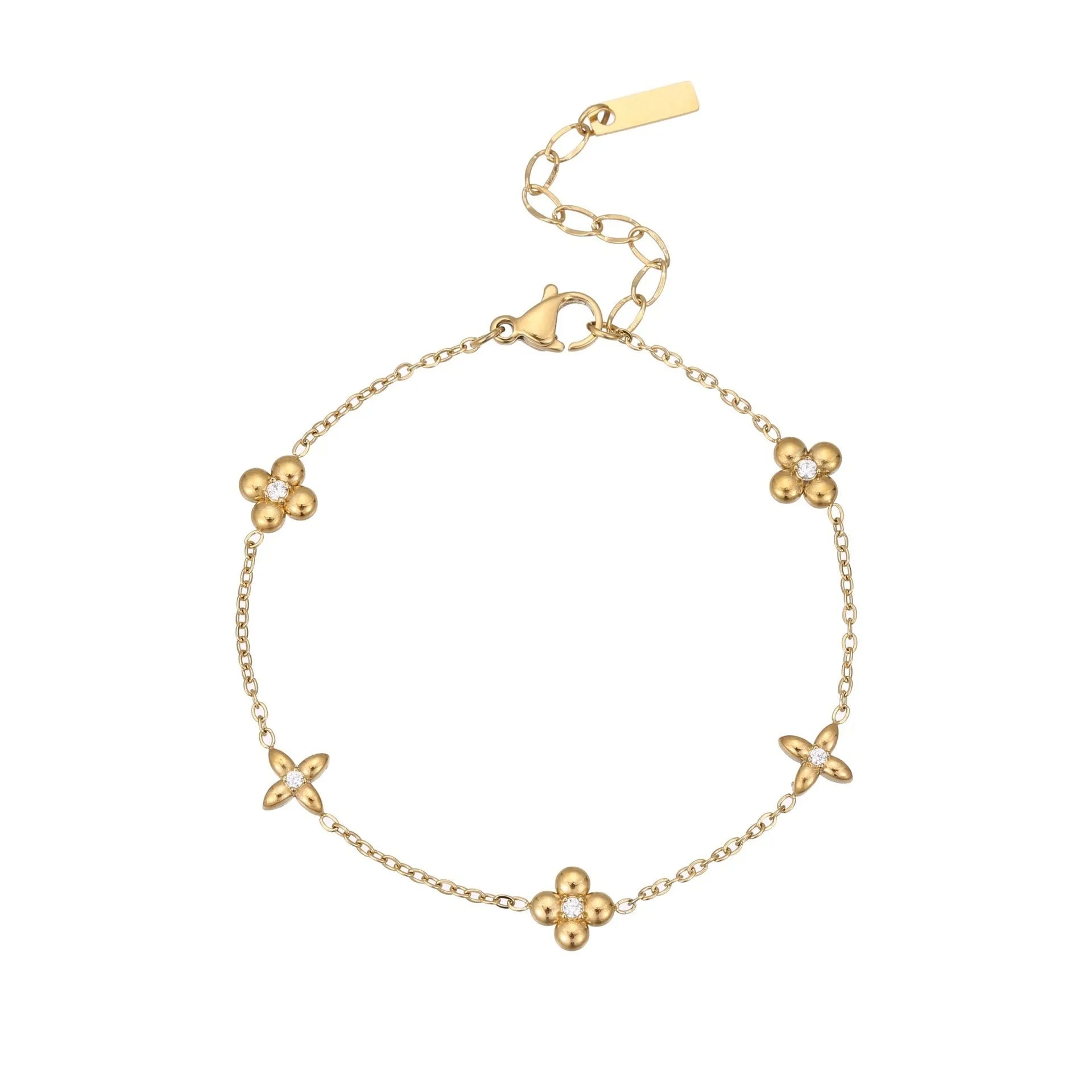 Women's stainless steel bracelet with geometric star pendant featuring hexagonal design and zircon accents