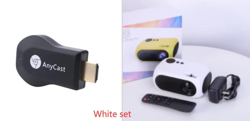 M24 micro mini portable projector in gold or white colour with compact ABS construction
