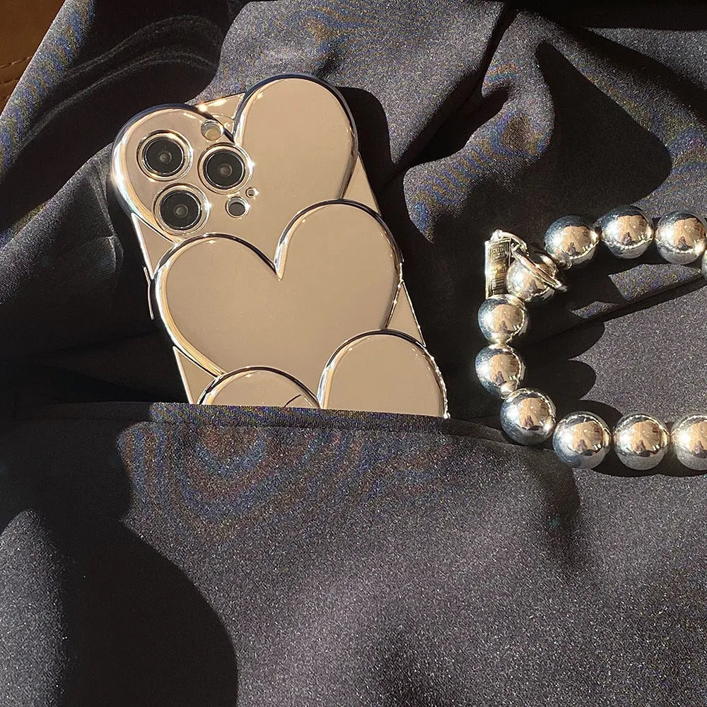 Electroplating love three-dimensional TPU phone case for iPhone with love motif on back