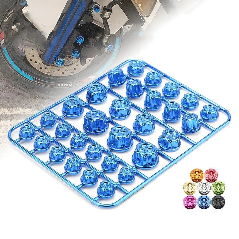 30-piece motorcycle ABS plastic screw cap set in eight colours for bolt covering