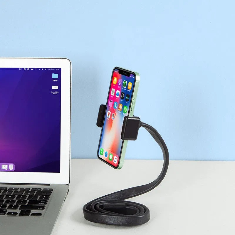 Flexible adjustable phone holder with silica gel hose and aluminium alloy mounting bracket