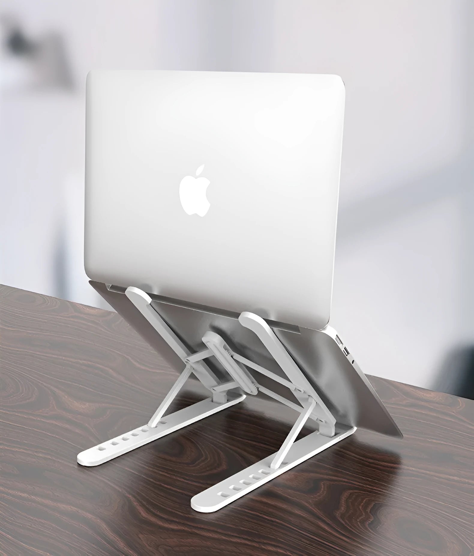 P1 foldable laptop stand in charm black, ABS silicone construction with heightened base lifting mechanism