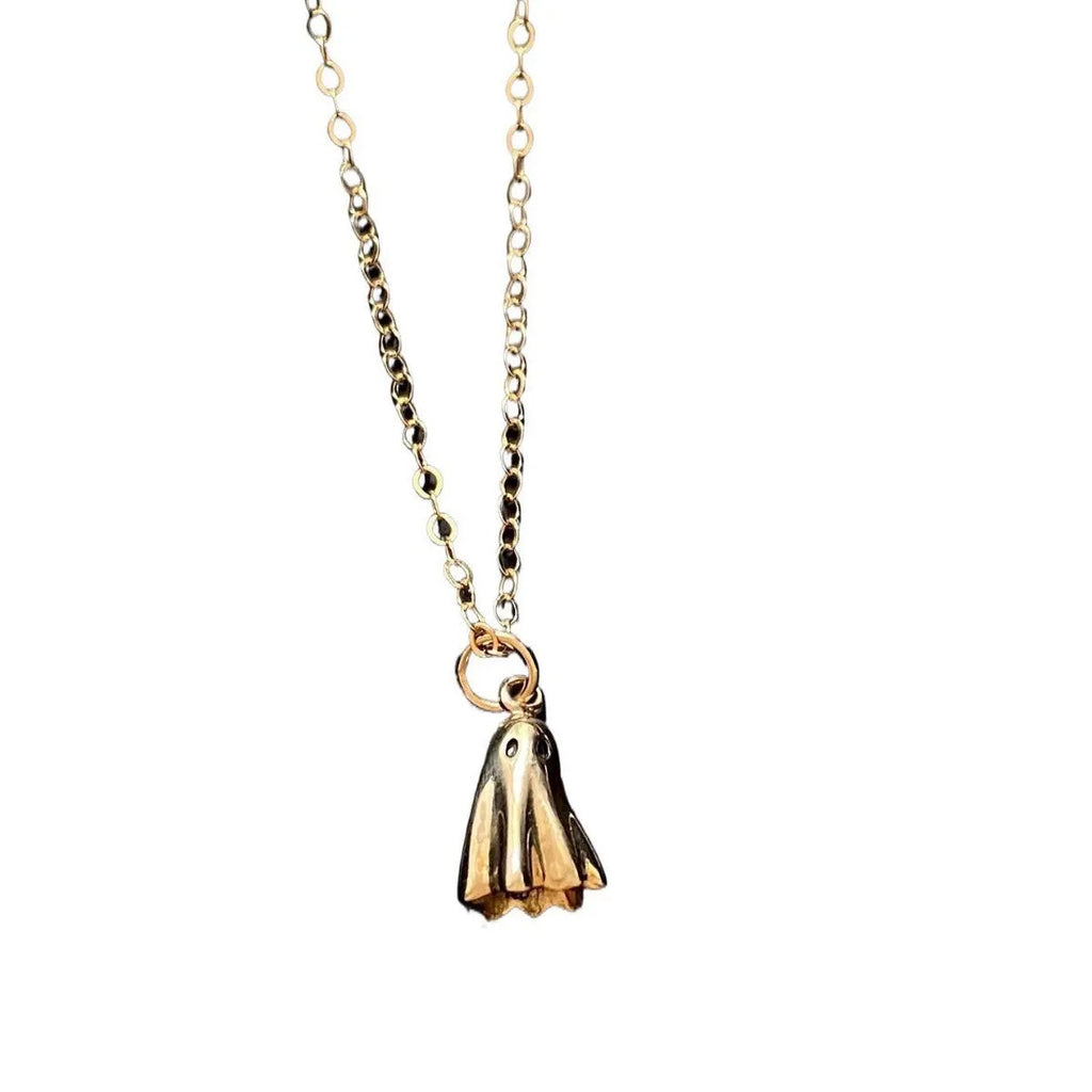Ghost pendant necklace with titanium steel pendant on stainless steel twisted chain, available in three chain styles