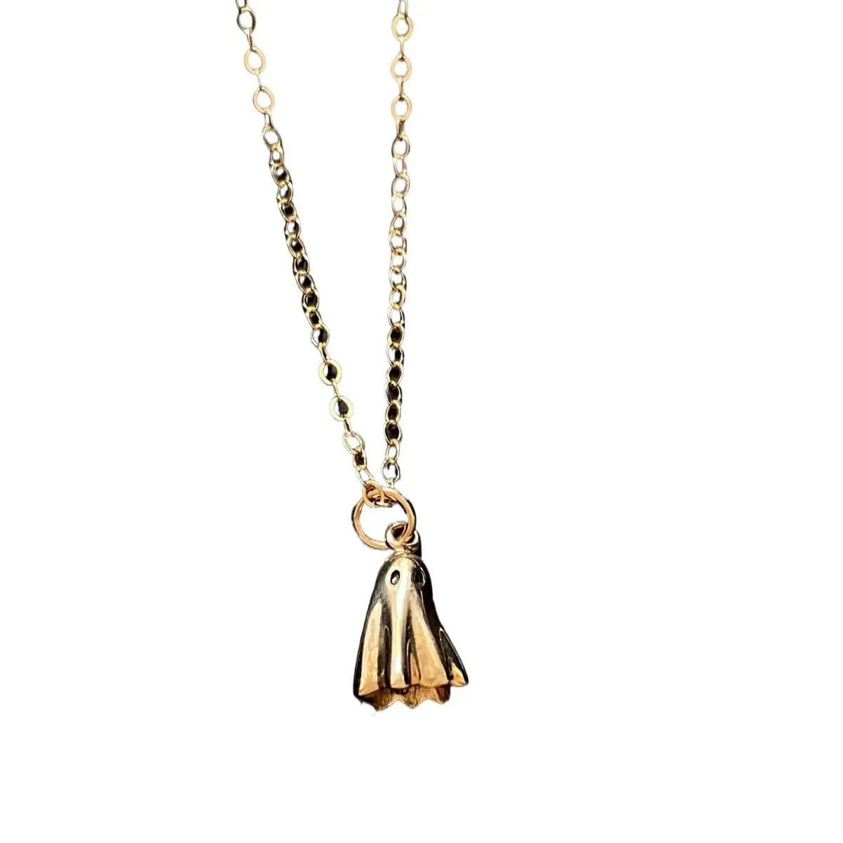 Ghost pendant necklace with titanium steel pendant on stainless steel twisted chain, available in three chain styles