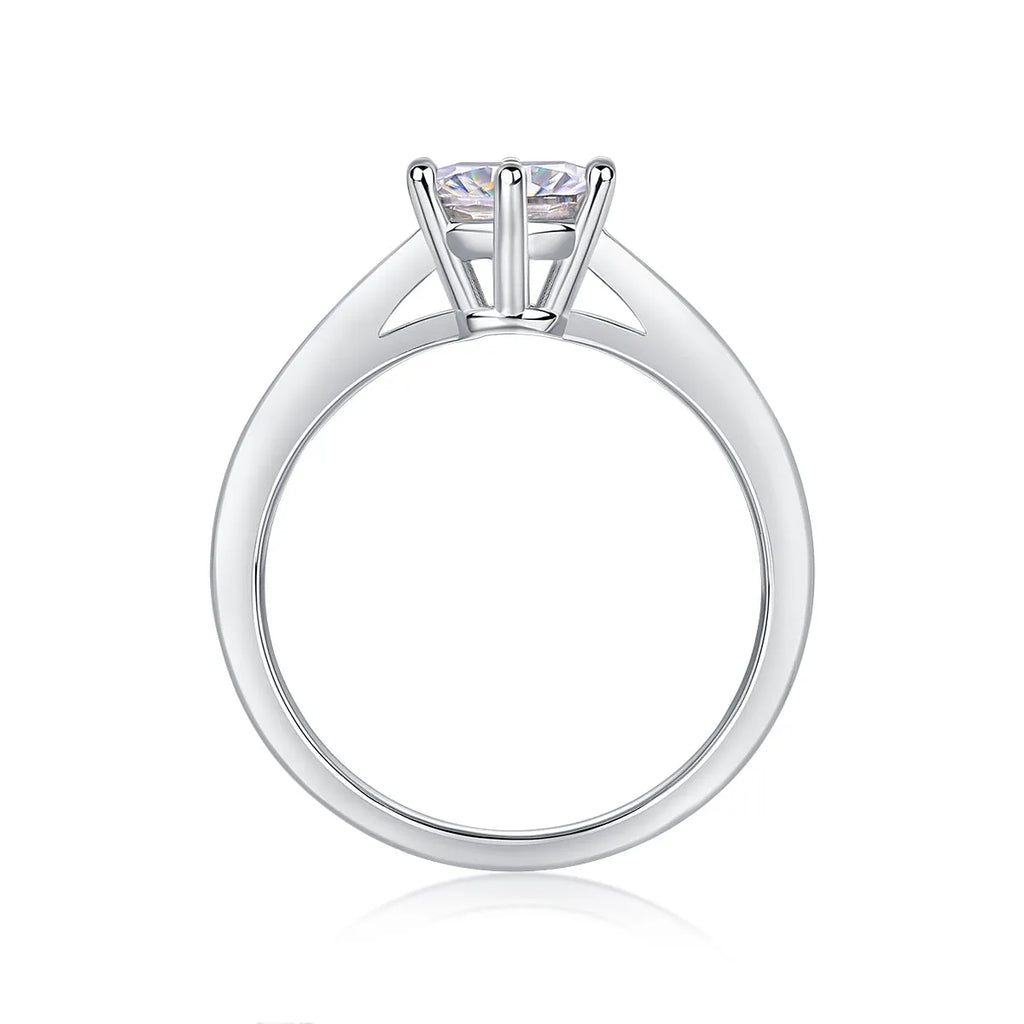 Moissanite wedding ring set in S925 silver with platinum plating, 1 carat stone, sizes 5-9, gift box