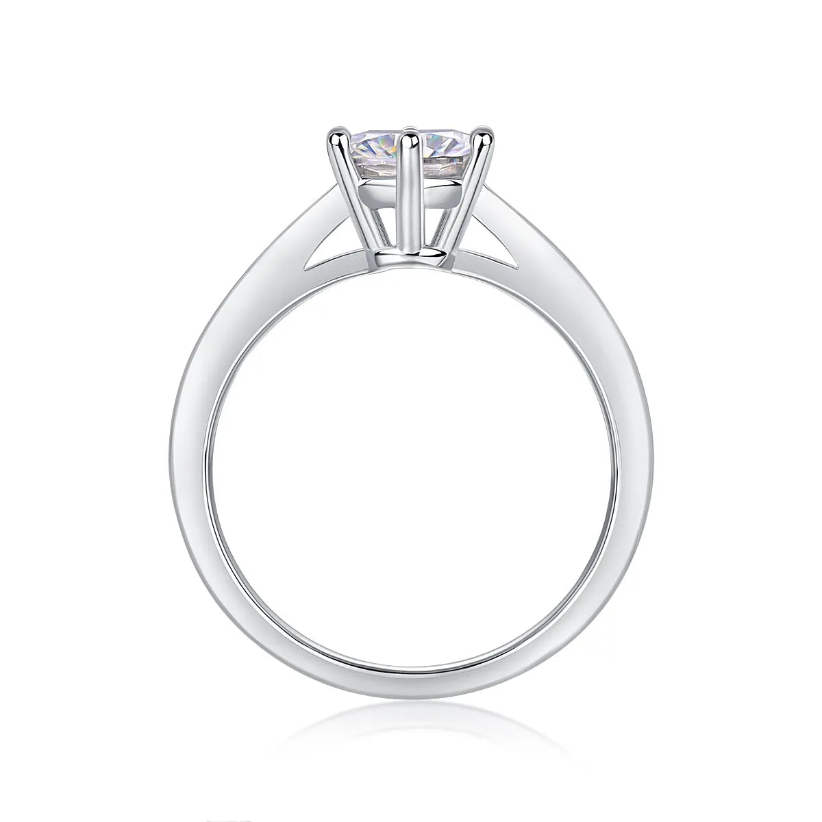 Moissanite wedding ring set in S925 silver with platinum plating, 1 carat stone, sizes 5-9, gift box