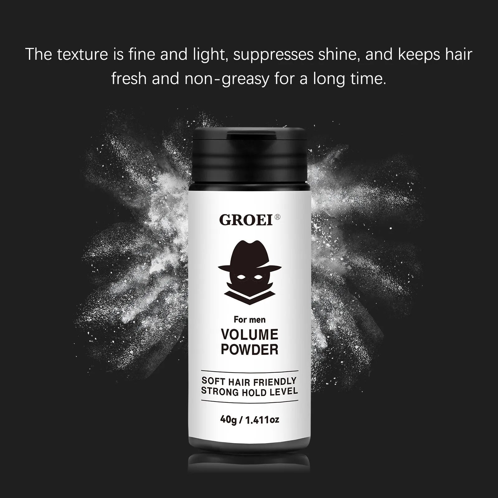 40g hair styling powder container for oil control and volume with transparent formula