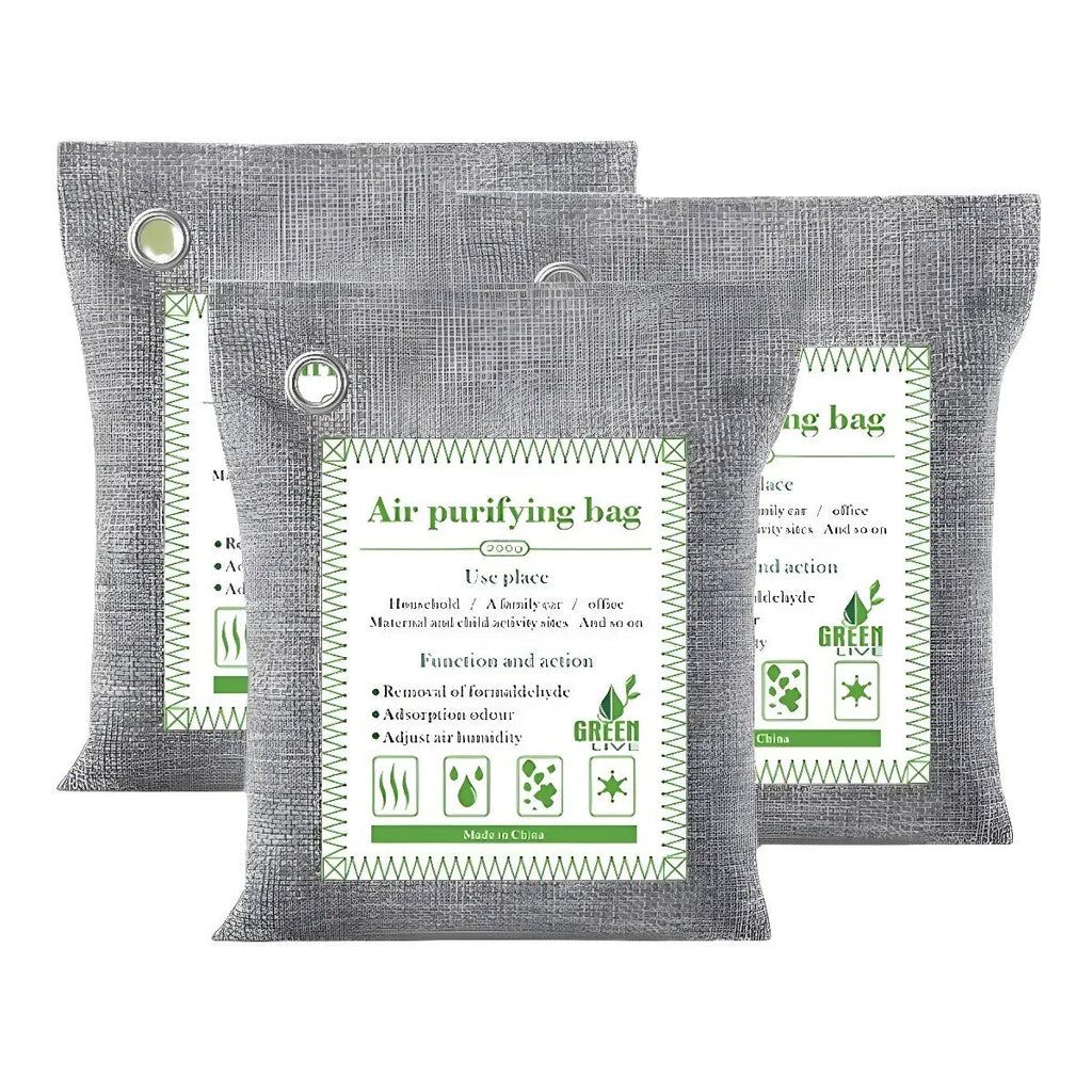 Activated bamboo charcoal bag for formaldehyde removal and air purification in household settings.