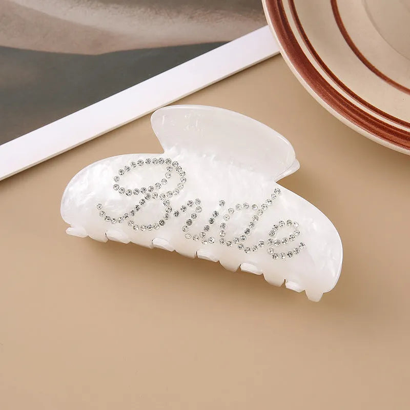 Acrylic hair barrette with shower shark clip back and double-sided diamond drilling