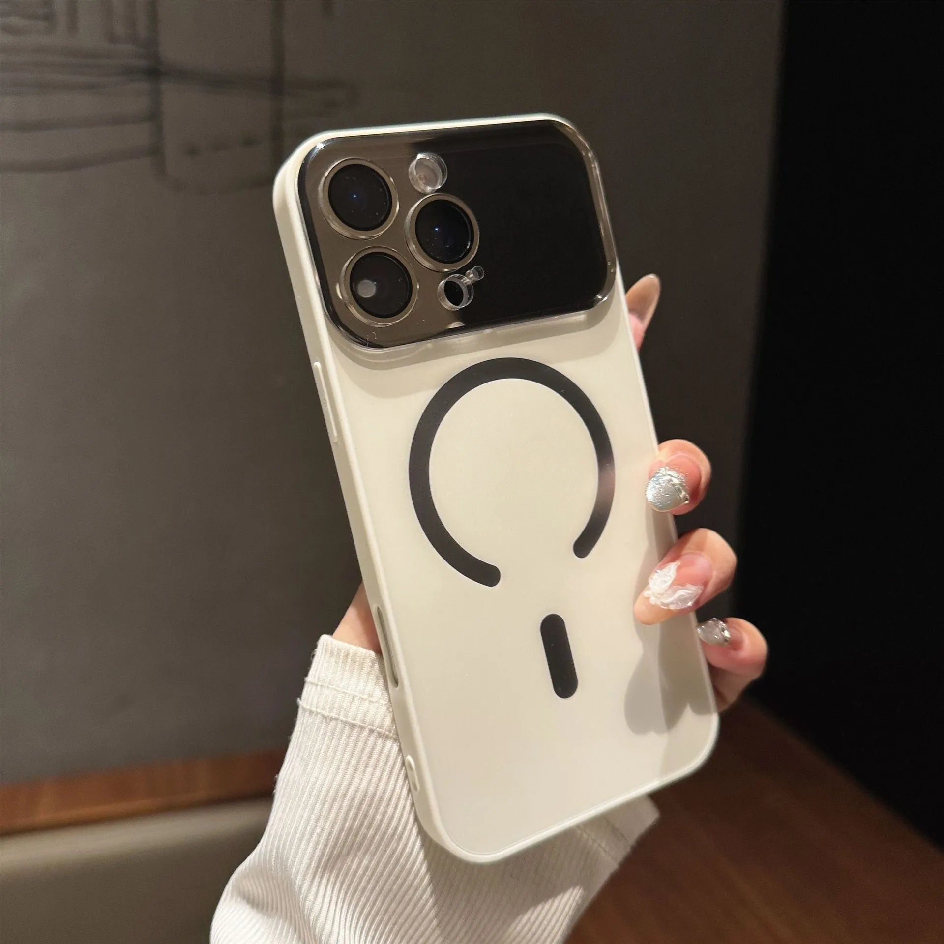 Frosted magnetic phone case with large window, shockproof, for iPhone 11-17 series, available in five colours