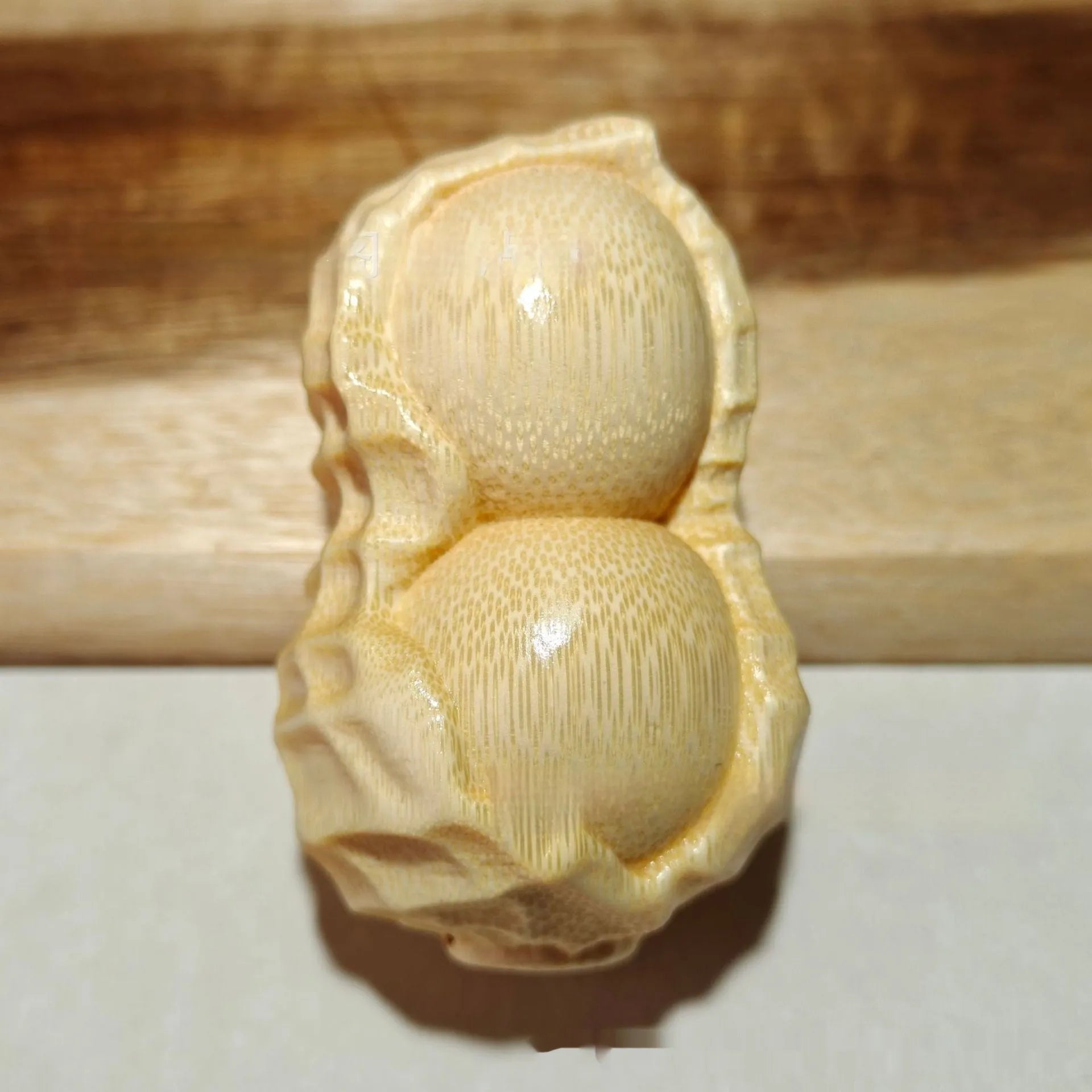 Natural bamboo peanut carving ornament with modern simple design