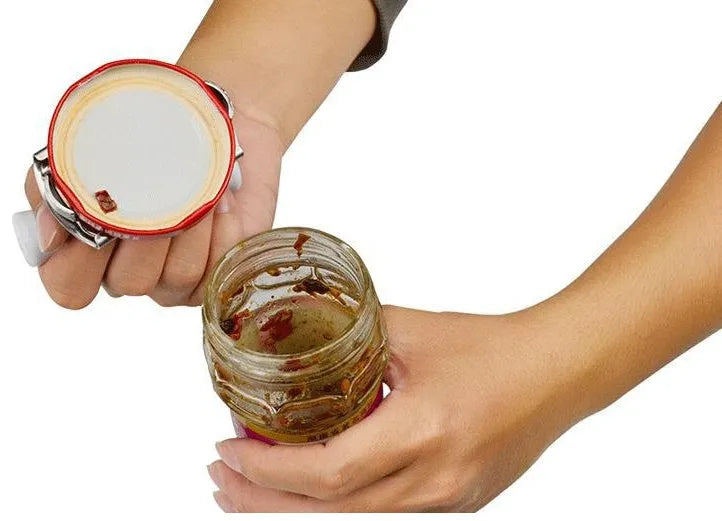 White stainless steel adjustable bottle opener with gear mechanism and anti-slip PP handle