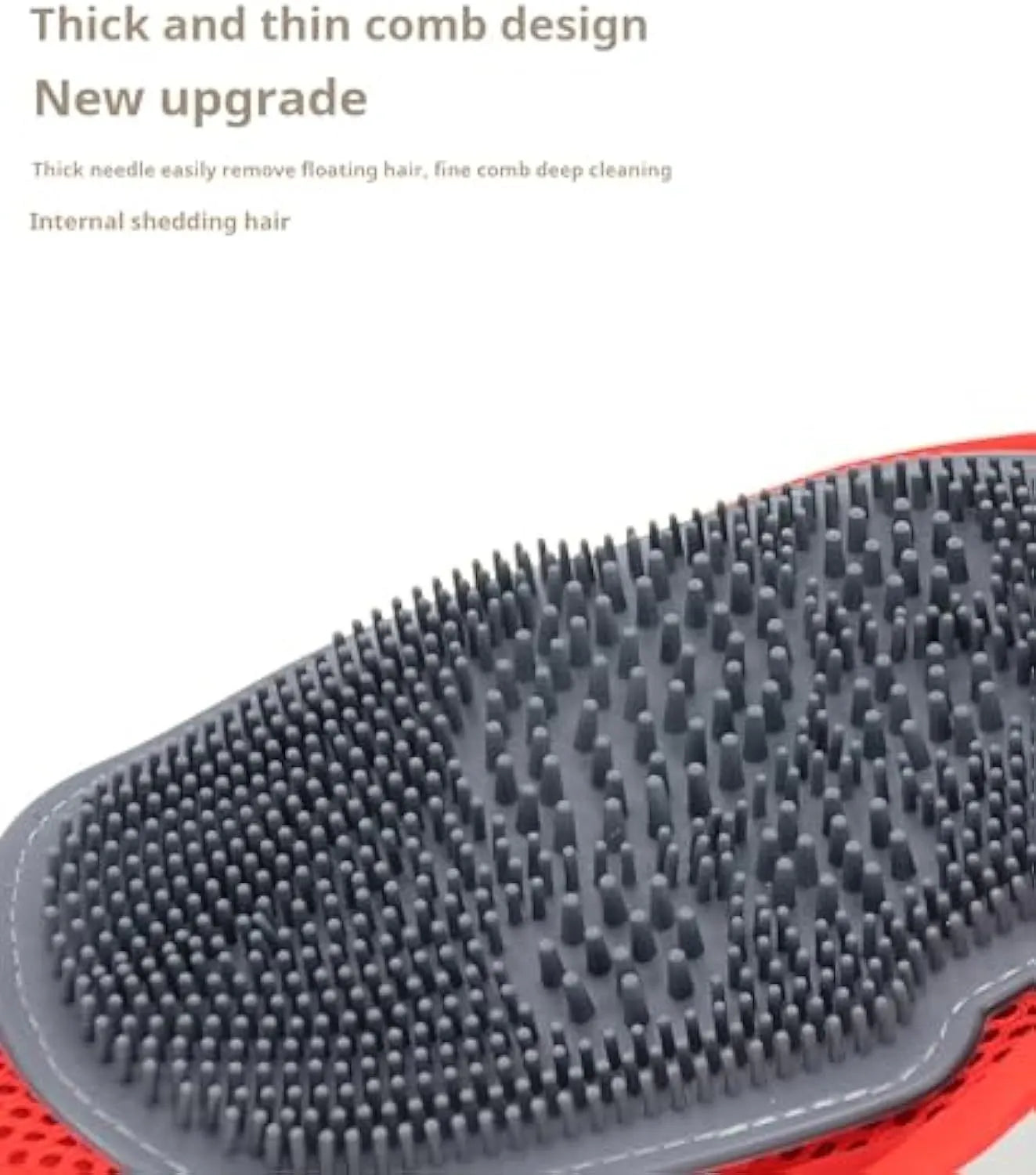 Red pet bathing glove with silicone massage fingers for hair removal during grooming