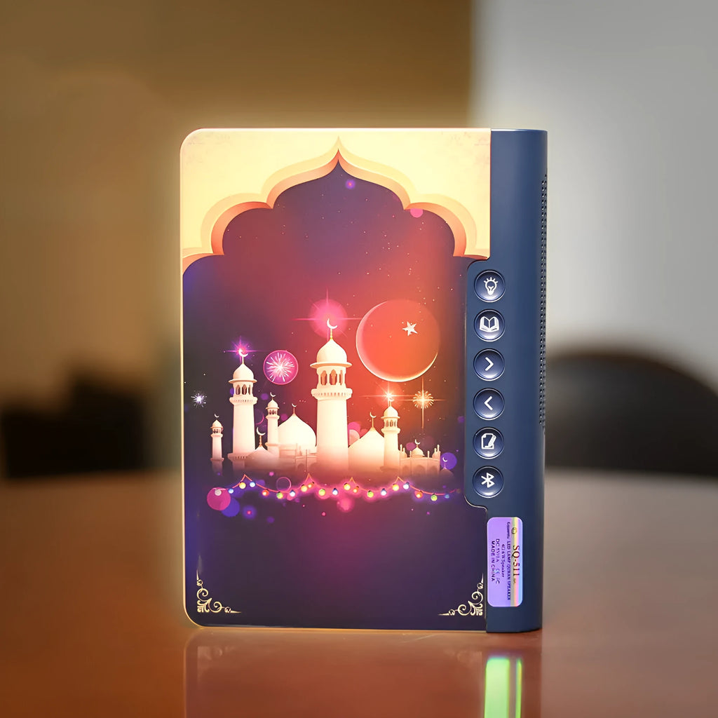 Blue ABS portable Bluetooth sound night light with 5W speaker, touch control, and heart-shaped pointing feature