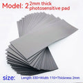 Black plastic light-sensitive mat for calligraphy stamp making, showing three thickness options.
