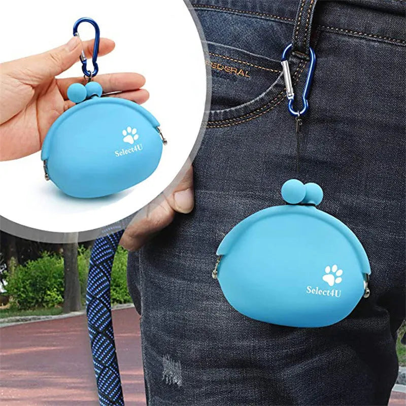 Silicone dog training treat pouch with waist attachment in assorted colours