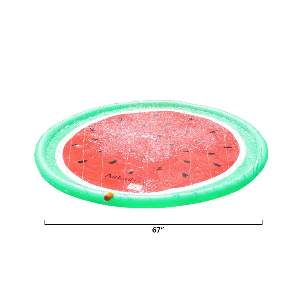 Children's water spray mat, approximately 170 × 170cm, environmentally friendly PVC, watermelon, strawberry or donut print